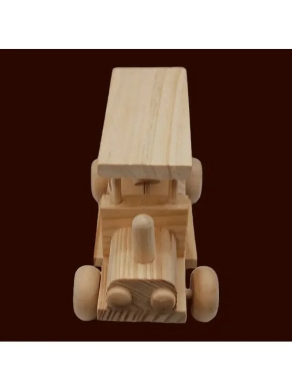 Vtg Natural Wooden Toy Vehicle Lot of 5 Fire Trucks Ambulance Dump & Log Truck